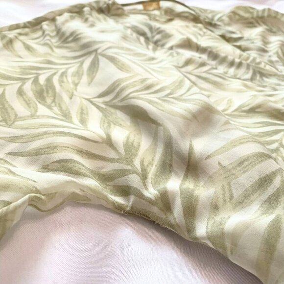 OYSHO WHITE GREEN LEAVES PATTERN SHEER LIGHTWEIGHT BELTED ROBE COVER-UP - M - Picture 7 of 10